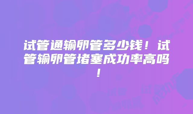 试管通输卵管多少钱!试管输卵管堵塞成功率高吗!