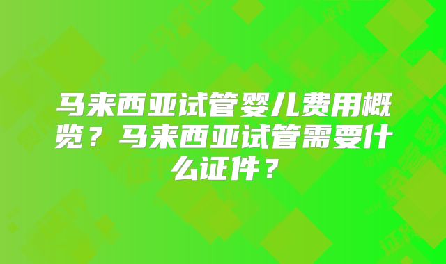 马来西亚试管婴儿费用概览？马来西亚试管需要什么证件？