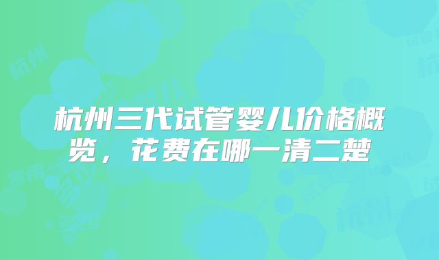 杭州三代试管婴儿价格概览，花费在哪一清二楚