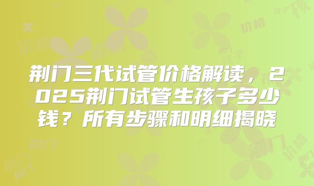 荆门三代试管价格解读,2025荆门试管生孩子多少钱?所有步骤和明细揭晓