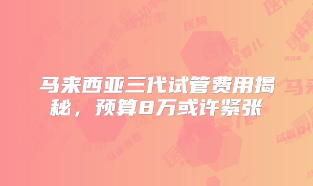 马来西亚三代试管费用揭秘，预算8万或许紧张