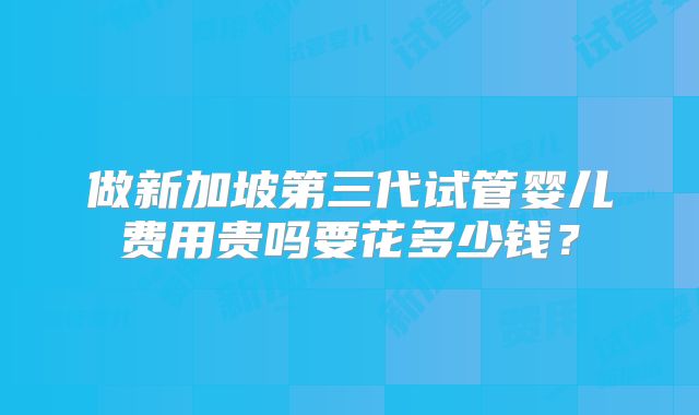 做新加坡第三代试管婴儿费用贵吗要花多少钱？