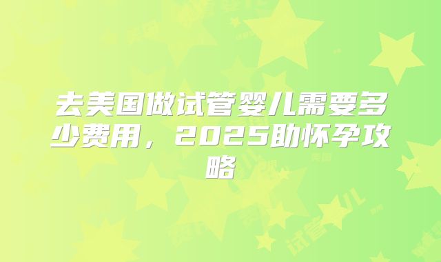 去美国做试管婴儿需要多少费用，2025助怀孕攻略