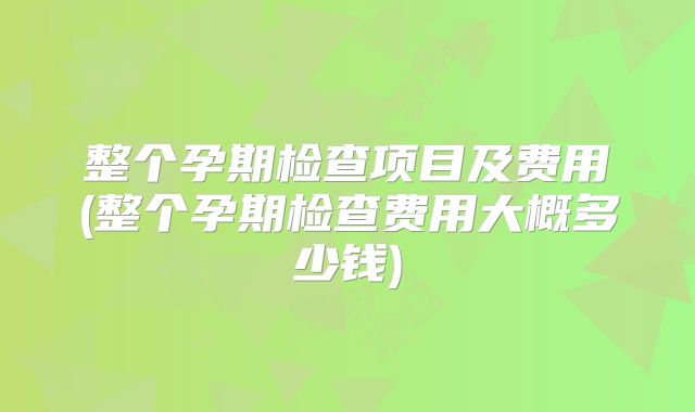 整个孕期检查项目及费用(整个孕期检查费用大概多少钱)