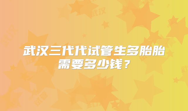 武汉三代代试管生多胎胎需要多少钱?