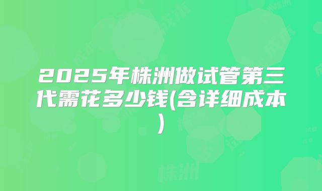 2025年株洲做试管第三代需花多少钱(含详细成本)