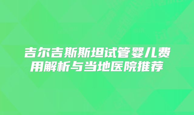 吉尔吉斯斯坦试管婴儿费用解析与当地医院推荐