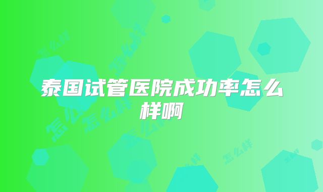 泰国试管医院成功率怎么样啊