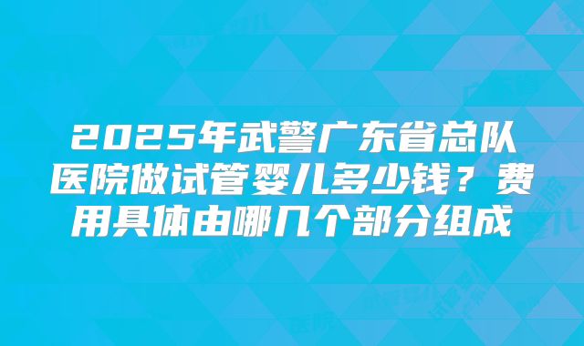 2025年武警广东省总队医院做试管婴儿多少钱？费用具体由哪几个部分组成