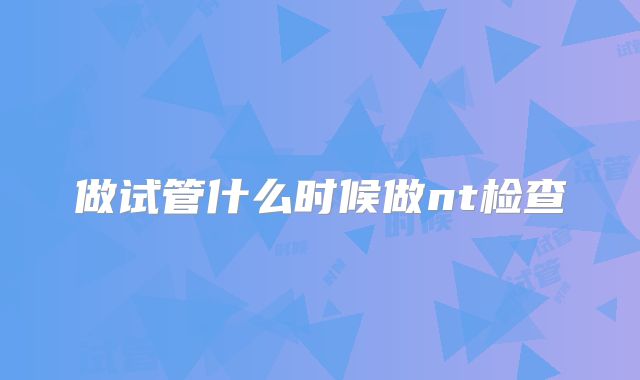 做试管什么时候做nt检查