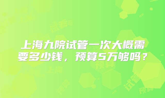 上海九院试管一次大概需要多少钱,预算5万够吗?