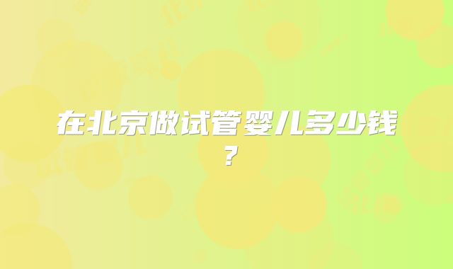 在北京做试管婴儿多少钱？
