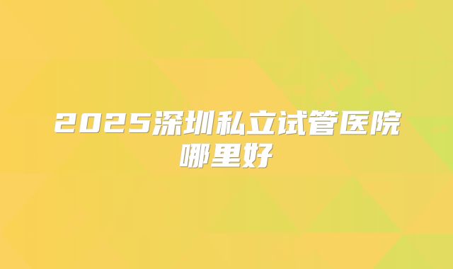 2025深圳私立试管医院哪里好