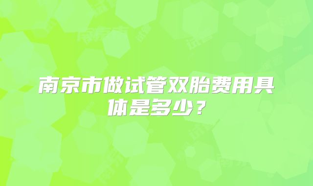 南京市做试管双胎费用具体是多少？