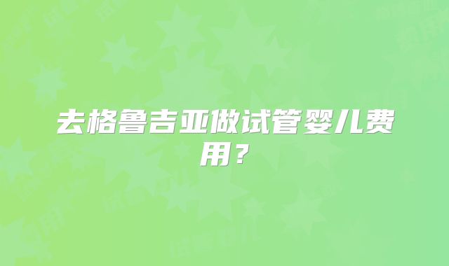 去格鲁吉亚做试管婴儿费用?