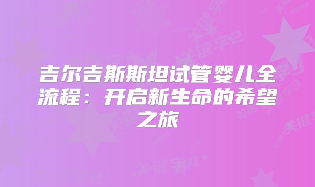 吉尔吉斯斯坦试管婴儿全流程：开启新生命的希望之旅