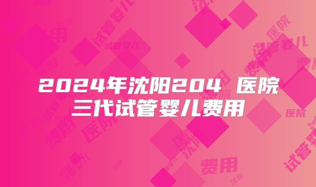 2024年沈阳204 医院三代试管婴儿费用