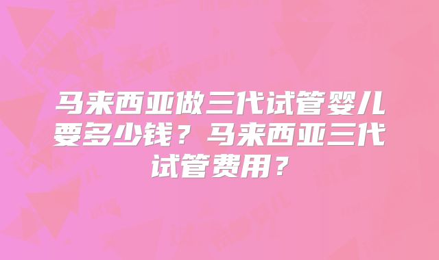 马来西亚做三代试管婴儿要多少钱?马来西亚三代试管费用?