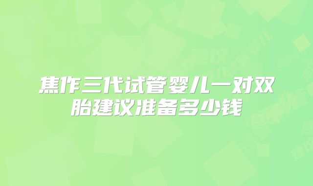 焦作三代试管婴儿一对双胎建议准备多少钱