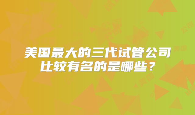 美国最大的三代试管公司比较有名的是哪些?