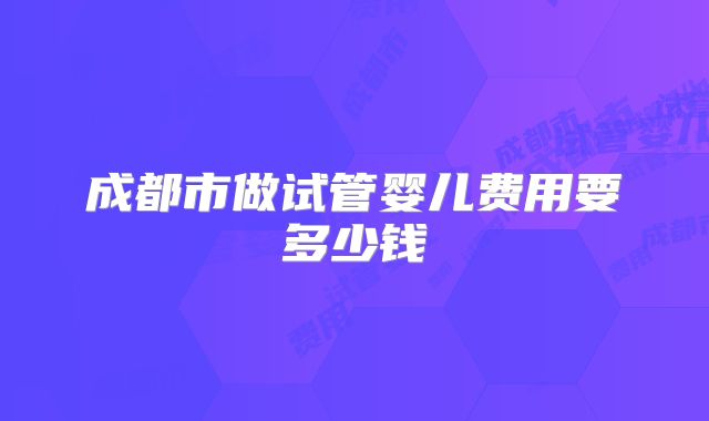 成都市做试管婴儿费用要多少钱