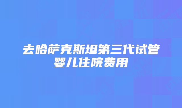 去哈萨克斯坦第三代试管婴儿住院费用