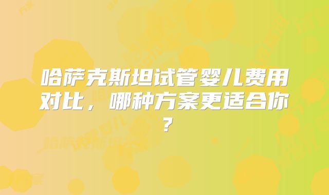 哈萨克斯坦试管婴儿费用对比，哪种方案更适合你？