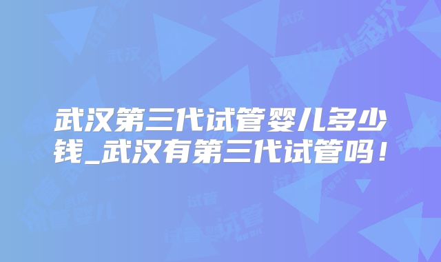 武汉第三代试管婴儿多少钱_武汉有第三代试管吗!