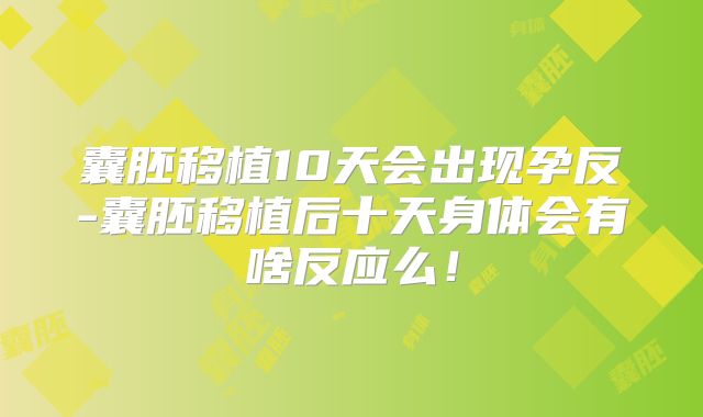 囊胚移植10天会出现孕反-囊胚移植后十天身体会有啥反应么！