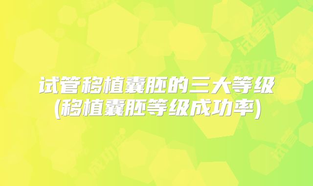 试管移植囊胚的三大等级(移植囊胚等级成功率)