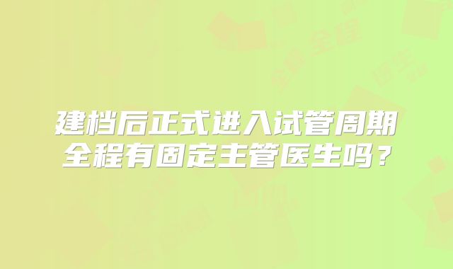 建档后正式进入试管周期全程有固定主管医生吗？