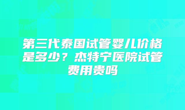 第三代泰国试管婴儿价格是多少?杰特宁医院试管费用贵吗