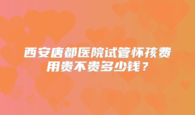 西安唐都医院试管怀孩费用贵不贵多少钱？