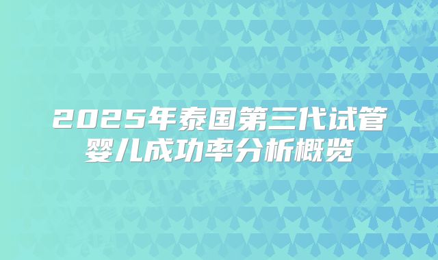 2025年泰国第三代试管婴儿成功率分析概览