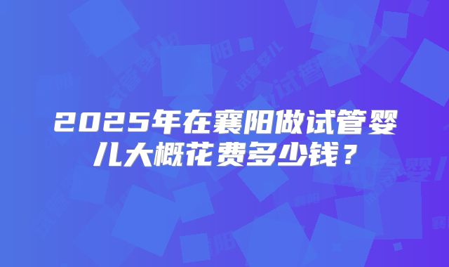 2025年在襄阳做试管婴儿大概花费多少钱?
