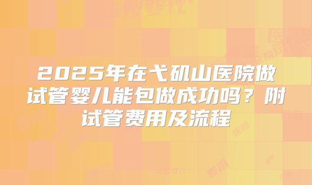 2025年在弋矶山医院做试管婴儿能包做成功吗？附试管费用及流程