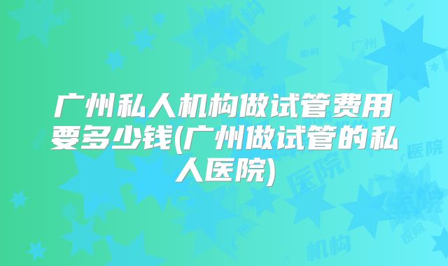 广州私人机构做试管费用要多少钱(广州做试管的私人医院)