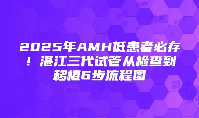 2025年AMH低患者必存！湛江三代试管从检查到移植6步流程图