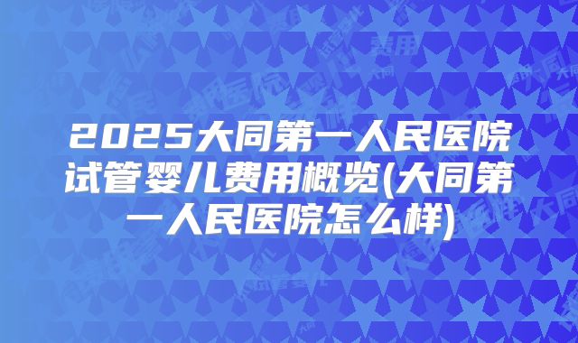 2025大同第一人民医院试管婴儿费用概览(大同第一人民医院怎么样)