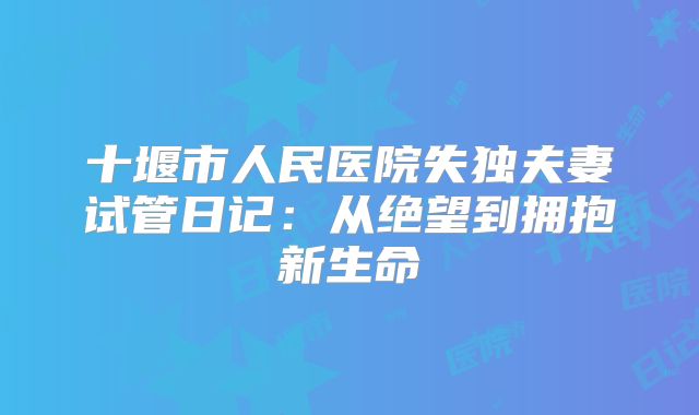 十堰市人民医院失独夫妻试管日记:从绝望到拥抱新生命