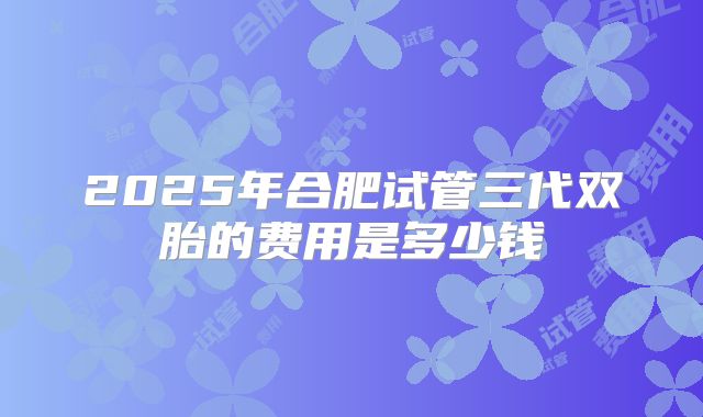 2025年合肥试管三代双胎的费用是多少钱