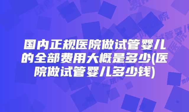 国内正规医院做试管婴儿的全部费用大概是多少(医院做试管婴儿多少钱)