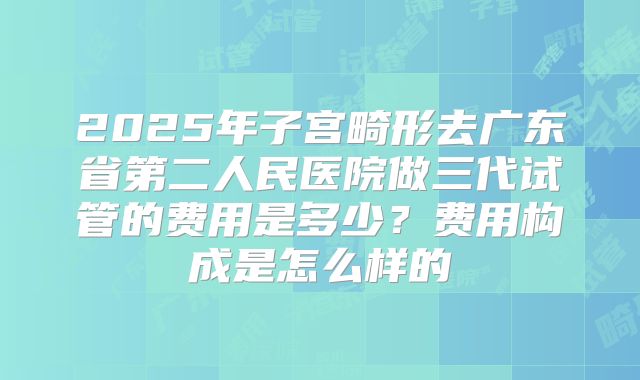 2025年子宫畸形去广东省第二人民医院做三代试管的费用是多少?费用构成是怎么样的