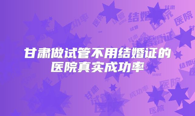 甘肃做试管不用结婚证的医院真实成功率