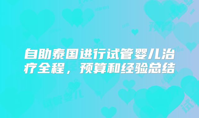 自助泰国进行试管婴儿治疗全程,预算和经验总结