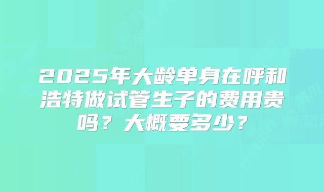 2025年大龄单身在呼和浩特做试管生子的费用贵吗？大概要多少？