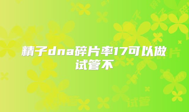 精子dna碎片率17可以做试管不