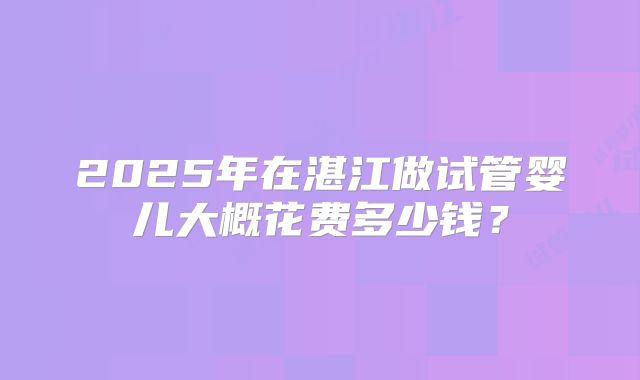 2025年在湛江做试管婴儿大概花费多少钱？