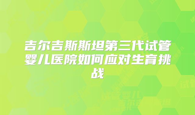 吉尔吉斯斯坦第三代试管婴儿医院如何应对生育挑战