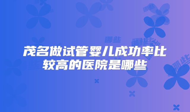 茂名做试管婴儿成功率比较高的医院是哪些